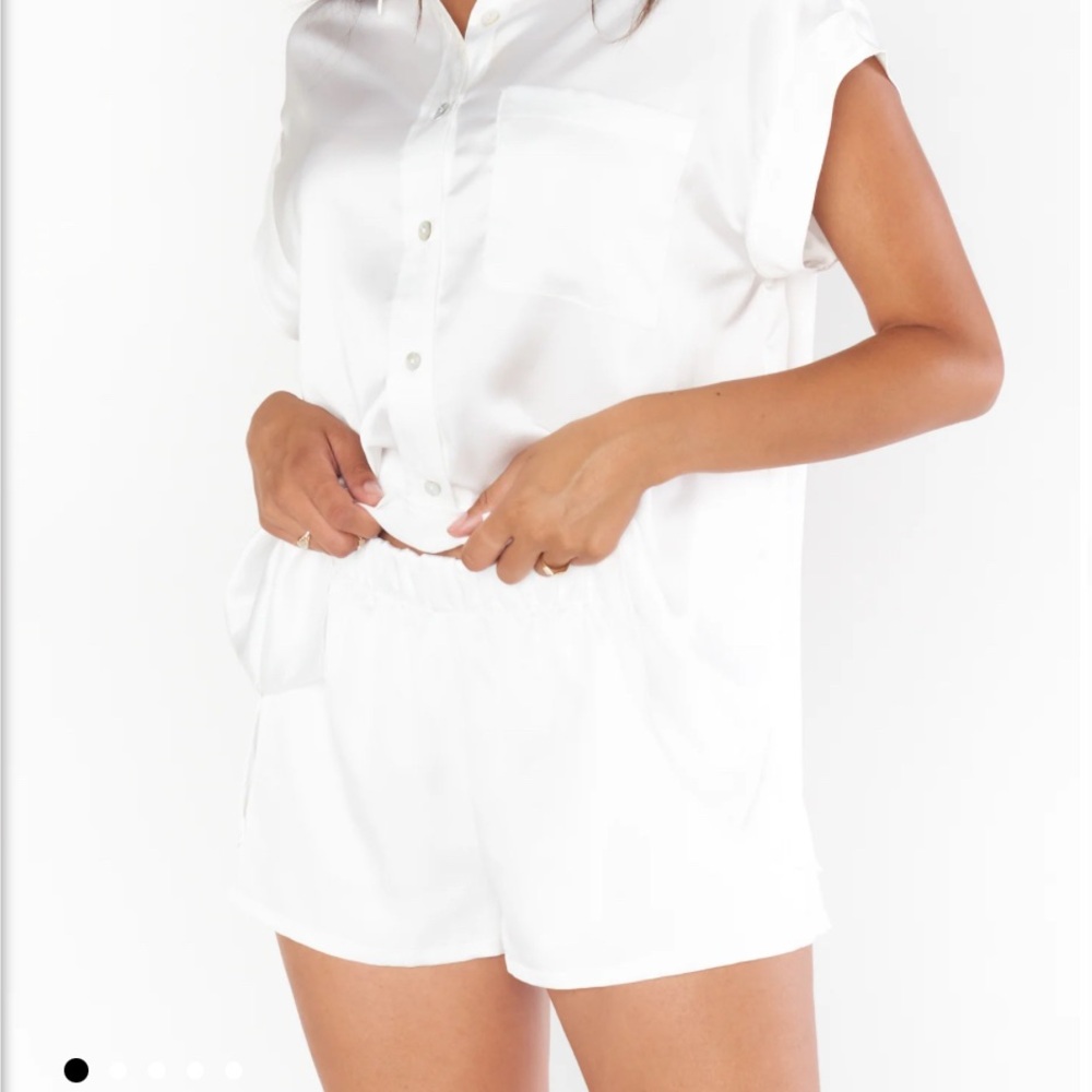 Show Me Your MuMu White Satin Pajama Shorts